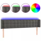 sötétszürke bársony LED-es fejtámla 203 x 16 x 78/88 cm