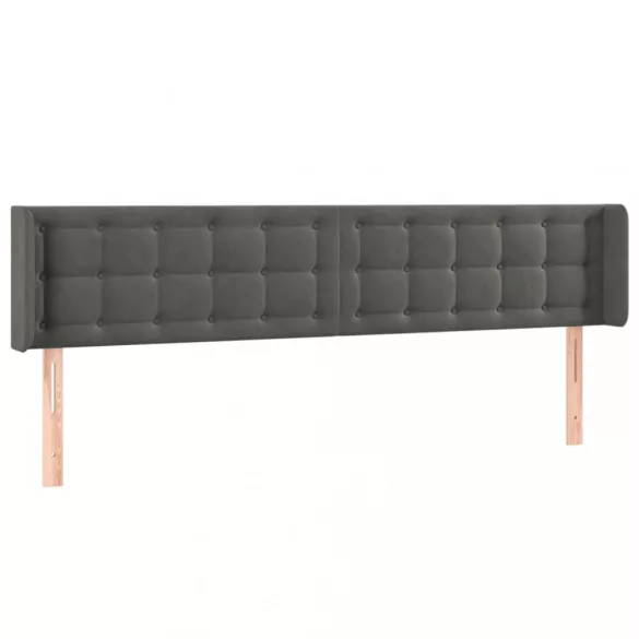 sötétszürke bársony LED-es fejtámla 203 x 16 x 78/88 cm