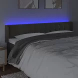 sötétszürke bársony LED-es fejtámla 203 x 16 x 78/88 cm