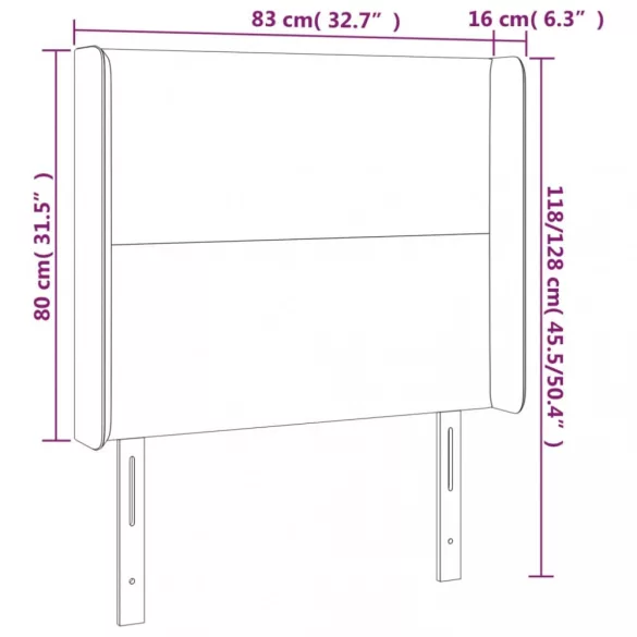 sötétszürke szövet LED-es fejtámla 83x16x118/128 cm