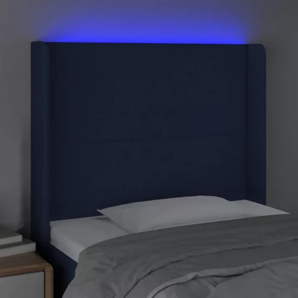 kék szövet LED-es fejtámla 83x16x118/128 cm