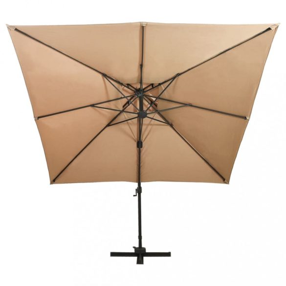 dupla tetővel ellátott konzolos kerti napernyő 300 x 300 cm bézs