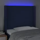 kék szövet LED-es fejtámla 93x16x118/128 cm