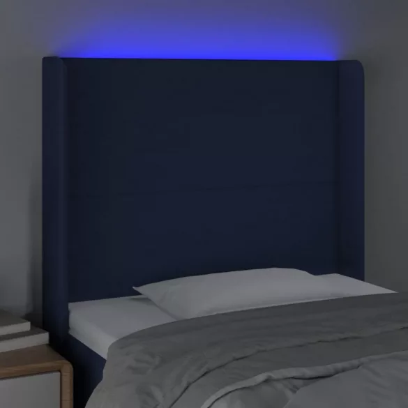 kék szövet LED-es fejtámla 93x16x118/128 cm