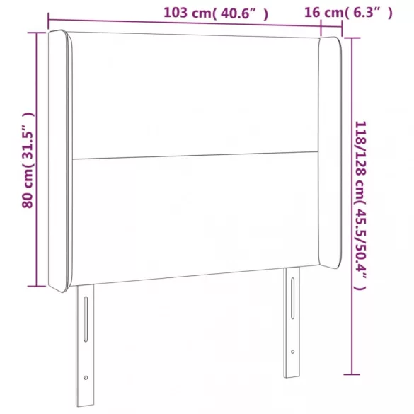 sötétbarna szövet LED-es fejtámla 103x16x118/128 cm