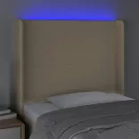 krémszínű szövet LED-es fejtámla 103x16x118/128 cm