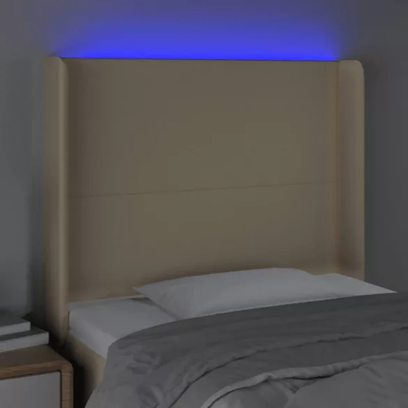 krémszínű szövet LED-es fejtámla 103x16x118/128 cm