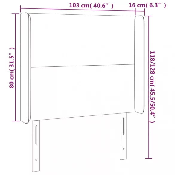 krémszínű szövet LED-es fejtámla 103x16x118/128 cm