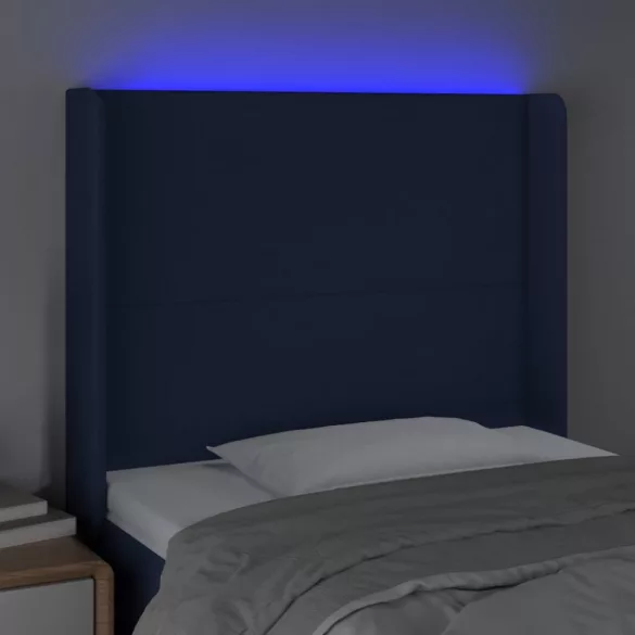 kék szövet LED-es fejtámla 103x16x118/128 cm