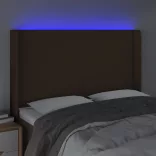 sötétbarna szövet LED-es fejtámla 147x16x118/128 cm