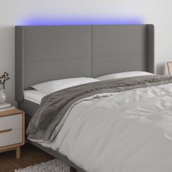 sötétszürke szövet LED-es fejtámla 163x16x118/128 cm