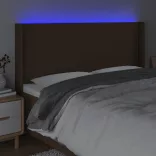 sötétbarna szövet LED-es fejtámla 163x16x118/128 cm