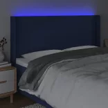 kék szövet LED-es fejtámla 163x16x118/128 cm