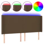 sötétbarna szövet LED-es fejtámla 183x16x118/128 cm