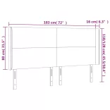 sötétbarna szövet LED-es fejtámla 183x16x118/128 cm
