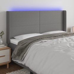 sötétszürke szövet LED-es fejtámla 203x16x118/128 cm