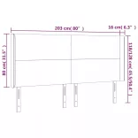 sötétbarna szövet LED-es fejtámla 203x16x118/128 cm