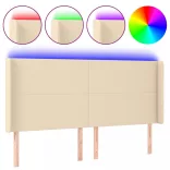 krémszínű szövet LED-es fejtámla 203x16x118/128 cm