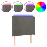 sötétszürke bársony LED-es fejtámla 83x16x118/128 cm
