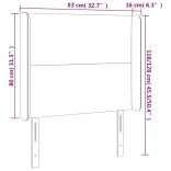 sötétszürke bársony LED-es fejtámla 83x16x118/128 cm
