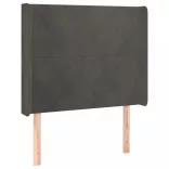 sötétszürke bársony LED-es fejtámla 93x16x118/128 cm