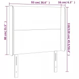 sötétszürke bársony LED-es fejtámla 93x16x118/128 cm