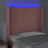 rózsaszín bársony LED-es fejtámla 93x16x118/128 cm