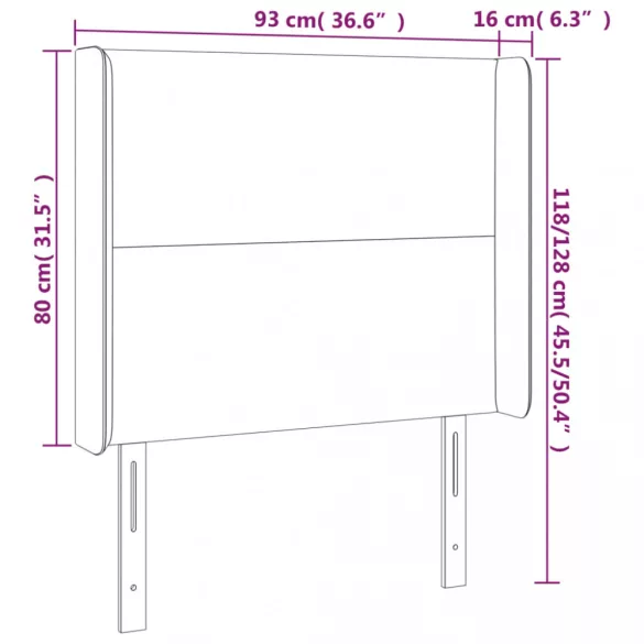 rózsaszín bársony LED-es fejtámla 93x16x118/128 cm