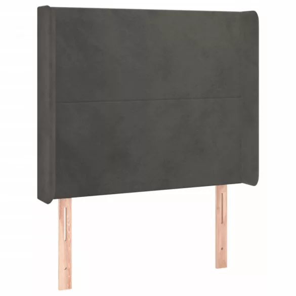sötétszürke bársony LED-es fejtámla 103x16x118/128 cm