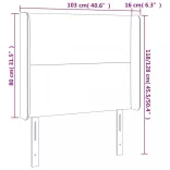 sötétszürke bársony LED-es fejtámla 103x16x118/128 cm
