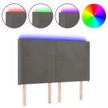 sötétszürke bársony LED-es fejtámla 147x16x118/128 cm