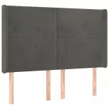 sötétszürke bársony LED-es fejtámla 147x16x118/128 cm