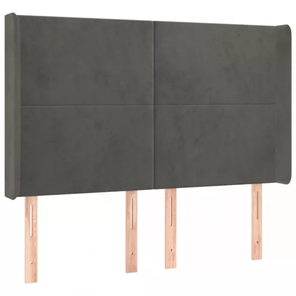 sötétszürke bársony LED-es fejtámla 147x16x118/128 cm