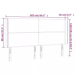 sötétszürke bársony LED-es fejtámla 163x16x118/128 cm