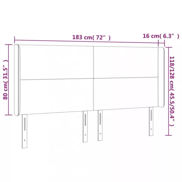 rózsaszín bársony LED-es fejtámla 183x16x118/128 cm
