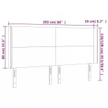 világosszürke bársony LED-es fejtámla 203x16x118/128 cm