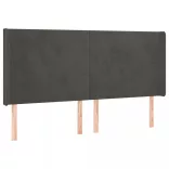 sötétszürke bársony LED-es fejtámla 203x16x118/128 cm