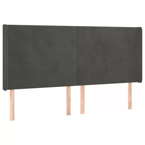 sötétszürke bársony LED-es fejtámla 203x16x118/128 cm