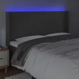 sötétszürke bársony LED-es fejtámla 203x16x118/128 cm