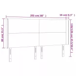 sötétszürke bársony LED-es fejtámla 203x16x118/128 cm