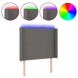 szürke műbőr LED-es fejtámla 83x16x118/128 cm