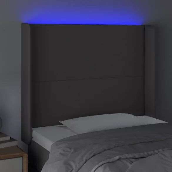 szürke műbőr LED-es fejtámla 83x16x118/128 cm