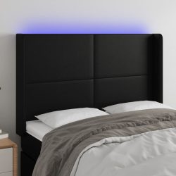 fekete műbőr LED-es fejtámla 147x16x118/128 cm