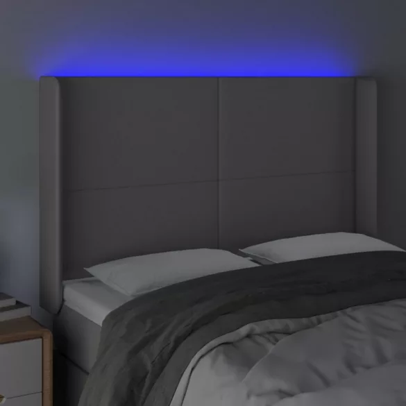 szürke műbőr LED-es fejtámla 147x16x118/128 cm
