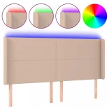cappuccino műbőr LED-es fejtámla 203x16x118/128 cm