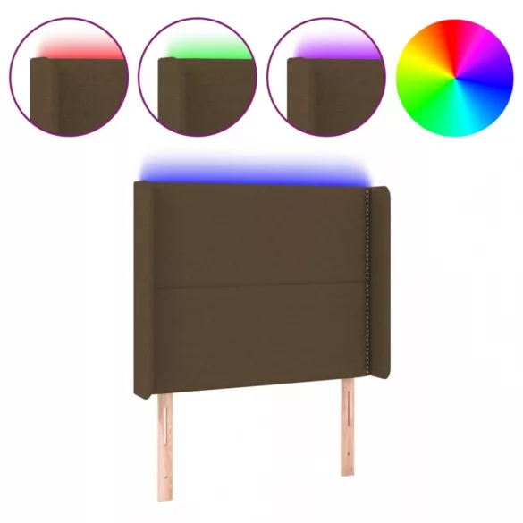 sötétbarna szövet LED-es fejtámla 93x16x118/128 cm