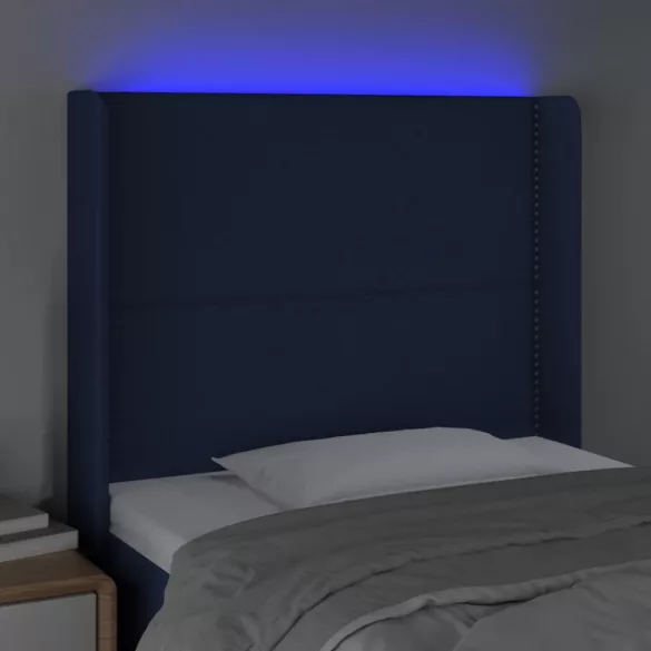 kék szövet LED-es fejtámla 93x16x118/128 cm