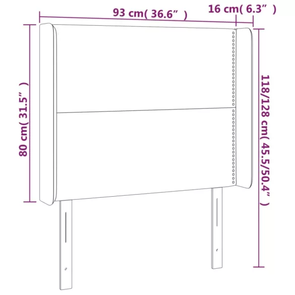 kék szövet LED-es fejtámla 93x16x118/128 cm