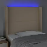 krémszínű szövet LED-es fejtámla 103x16x118/128 cm