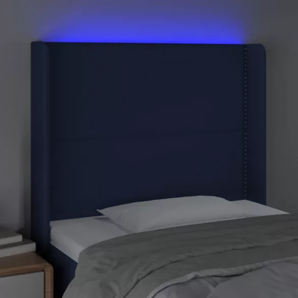 kék szövet LED-es fejtámla 103x16x118/128 cm
